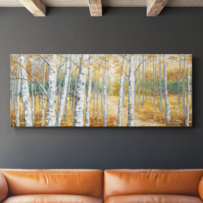 Birch Path II - Toile tendue avec châssis - Prêt à accrocher