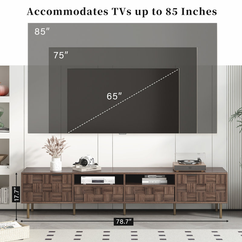 TV Stand With 2 Drawers, Media Console Table For Tvs Up To 85'', Entertainment Center With Storage