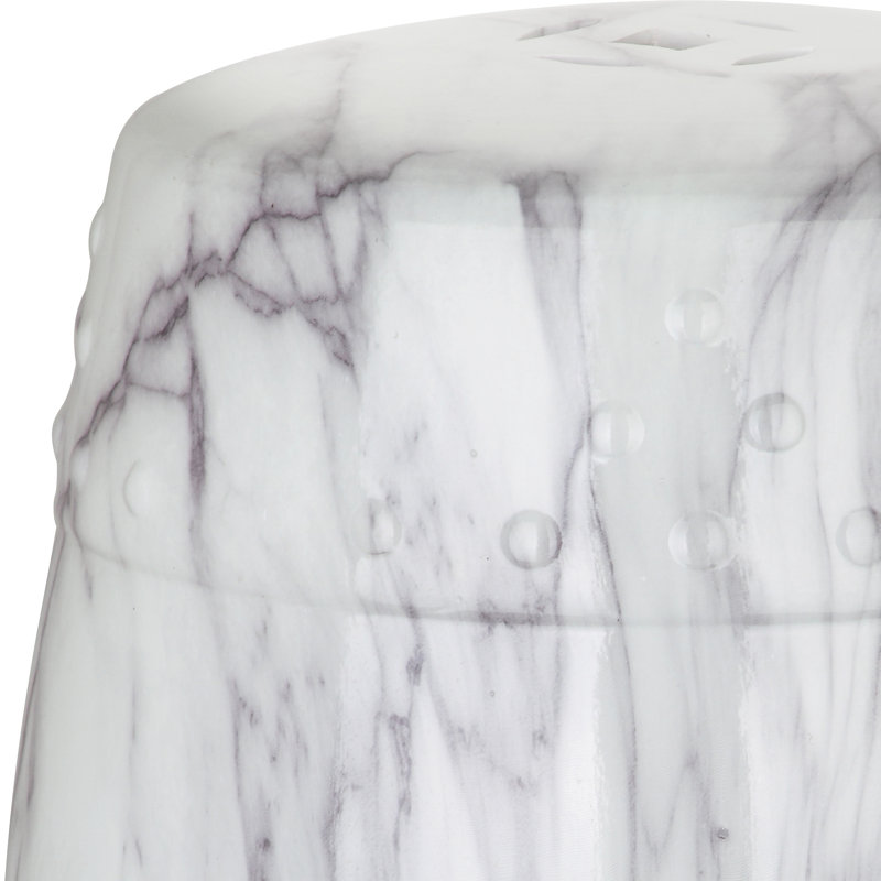 Gittens Ceramic Accent Stool, Gray Marble Finish