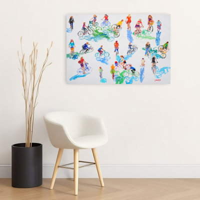 «Vibrant Cycling Scene Colorful Vibrant Contemporary City Summer», impression murale