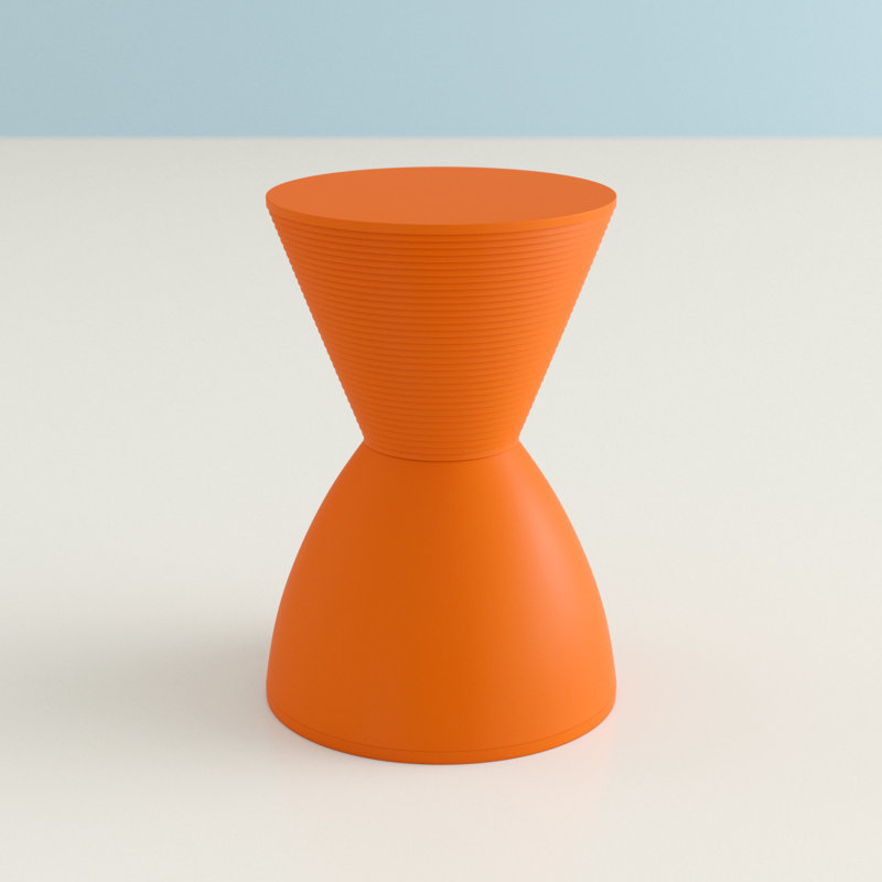 Orange Hourglass Acrylic Side Table with Hidden Storage