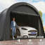 Abri de voiture portable ultra-résistant de 3,66 x 7,20 m avec protection UPF 50+ et piquets en spirale pour une installation sécurisée. Structure en acier galvanisé. Grande porte à fermeture éclair pour un accès rapide.