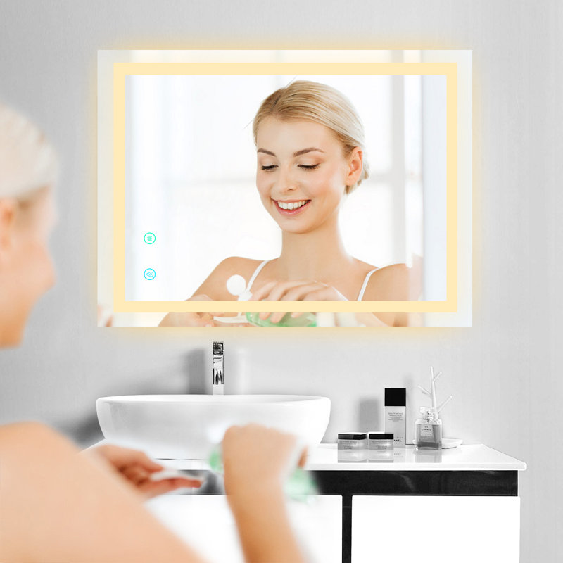 Worreno Rectangle Led Frameless Wall Mounted Bathroom / Vanity Mirror, High Lumen/Anti-fog, 24" x 32"