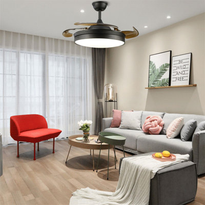 Carlhenry 42Inch Modern Retractable Ceiling Fans LED Light with Remote Control