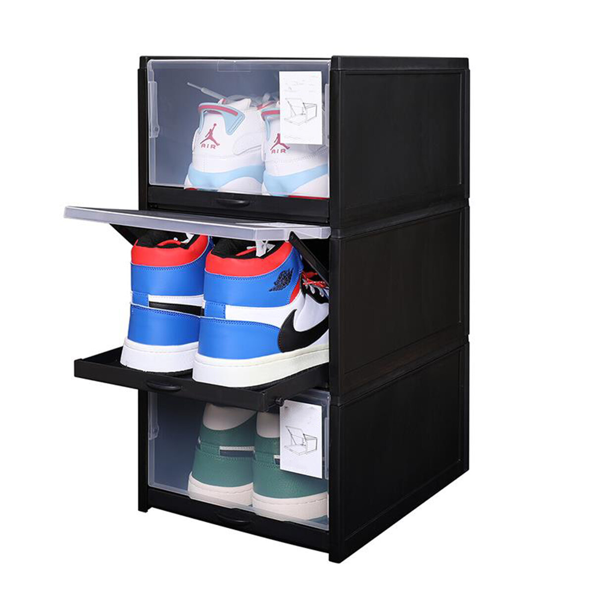 20pcs Shoe Storage Boxes Stackable Plastic Shoe Cabinet Closet