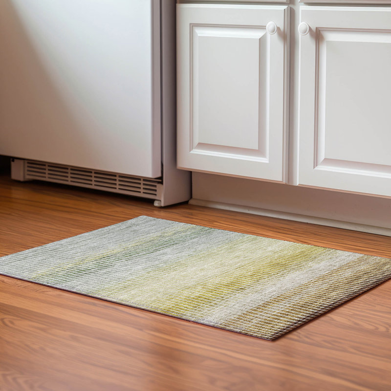 Premium Machine Washable Mayfield AMF2313 Stripes Rug, 1'8" x 2'6", Brown