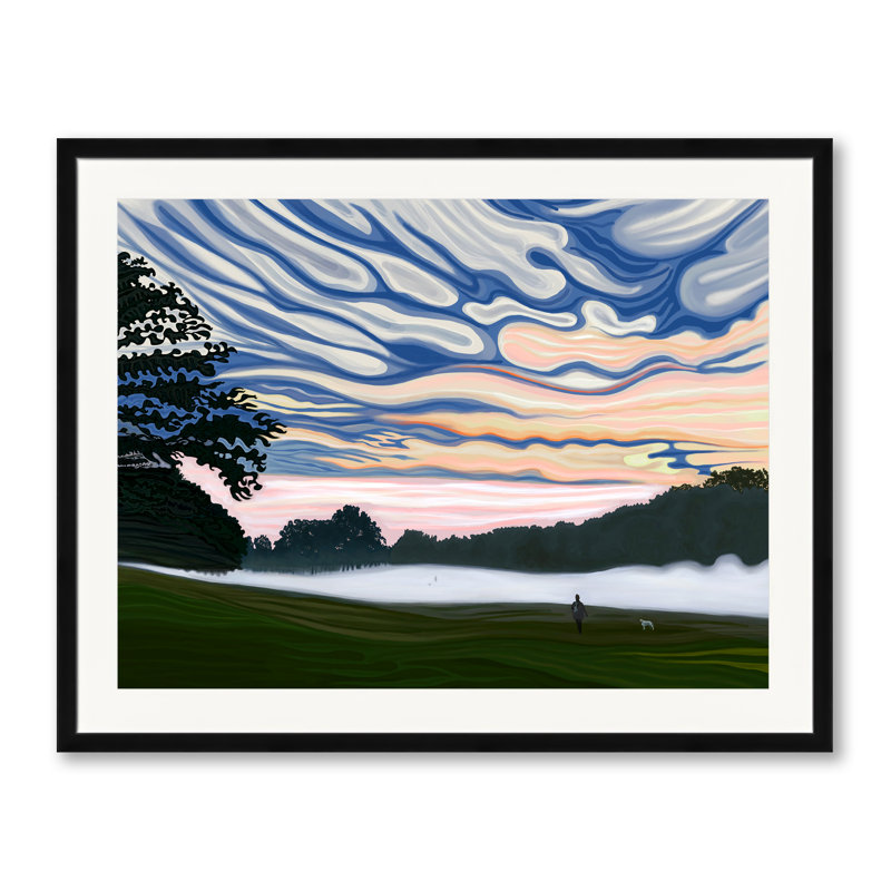 Fog And Meadow, 7 A.M. Print by Evan Sklar, Black Framed Paper, 24" H x 30" W