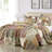 Beige/Red Cotton Reversible Quilt Set-845406717