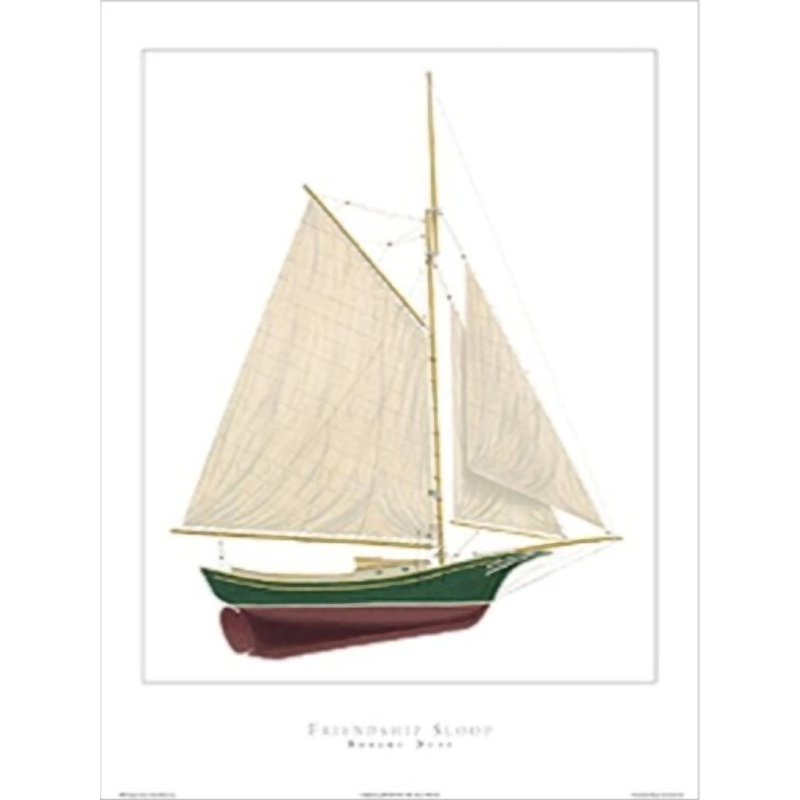 « Friendship sloop » par Robert Duff-impression d’art graphique sur papier, H 20 po x l 16 po x P 0,1 po, Papier non encadré