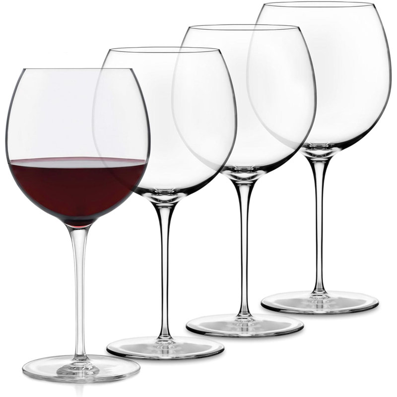 Ensemble de 4 verres à vin Signature Ball, 4 grands verres à vin rouges élégants, 4 verres à pied en verre pour les mariages, les anniversaires et plus encore