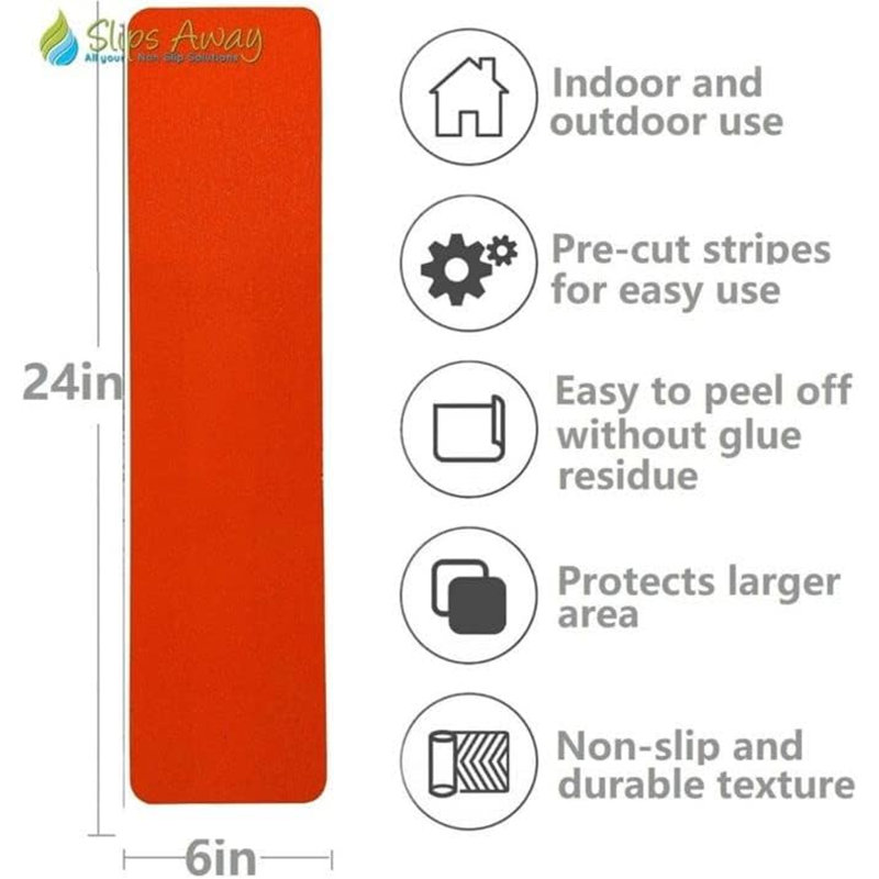 Lendita Anti Slip Tread Cleats Pre Cut Tiles 150mm x 610mm, Orange