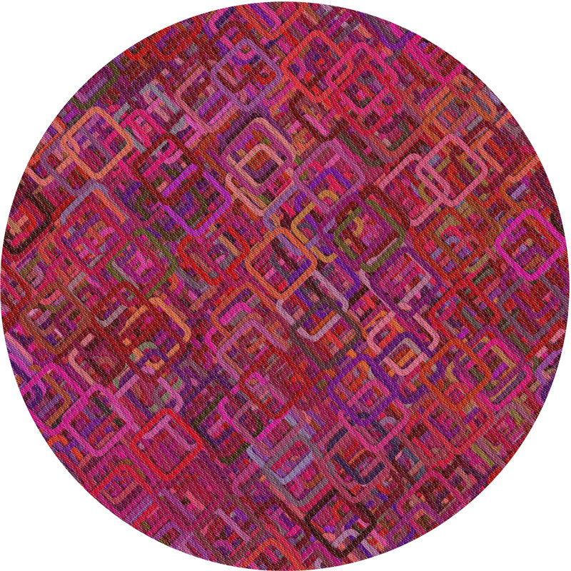 Tapis décoratif rose/rouge à motifs Siskiyou, Rond 7 pi