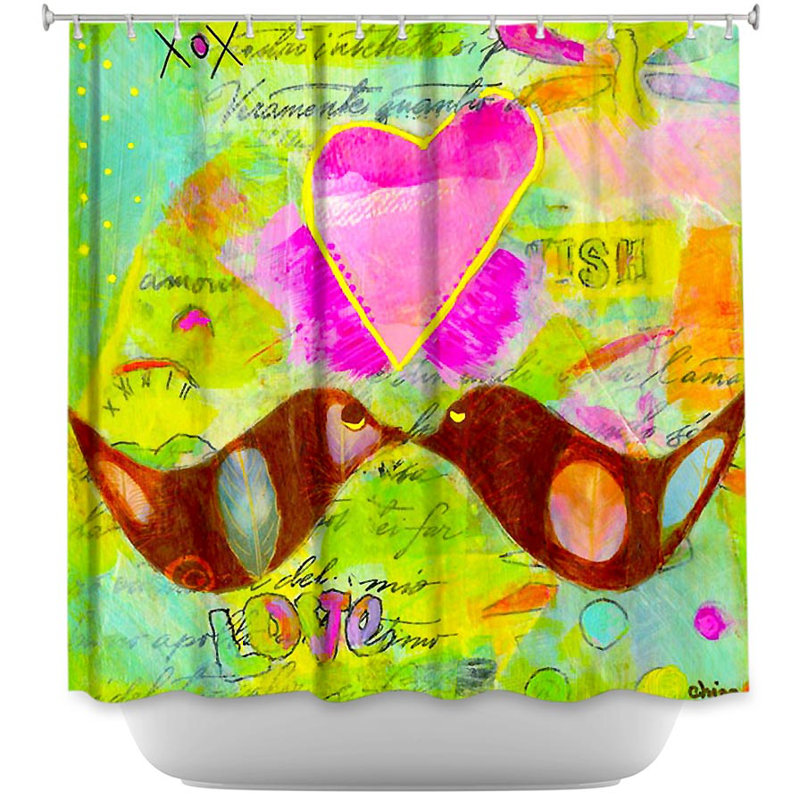 Rideau de douche simple love oiseau