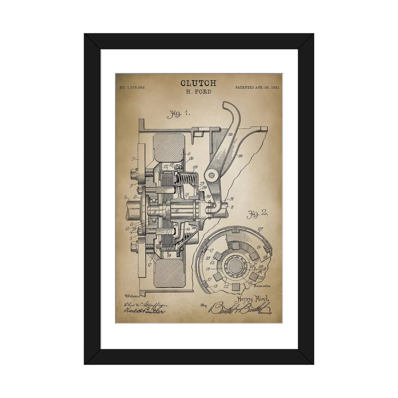 «Ford Clutch» par VernPrintStore, reproduction sur toile tendue, H 32 po x l 24 po x P 1 po, Papier d'art encadré noir