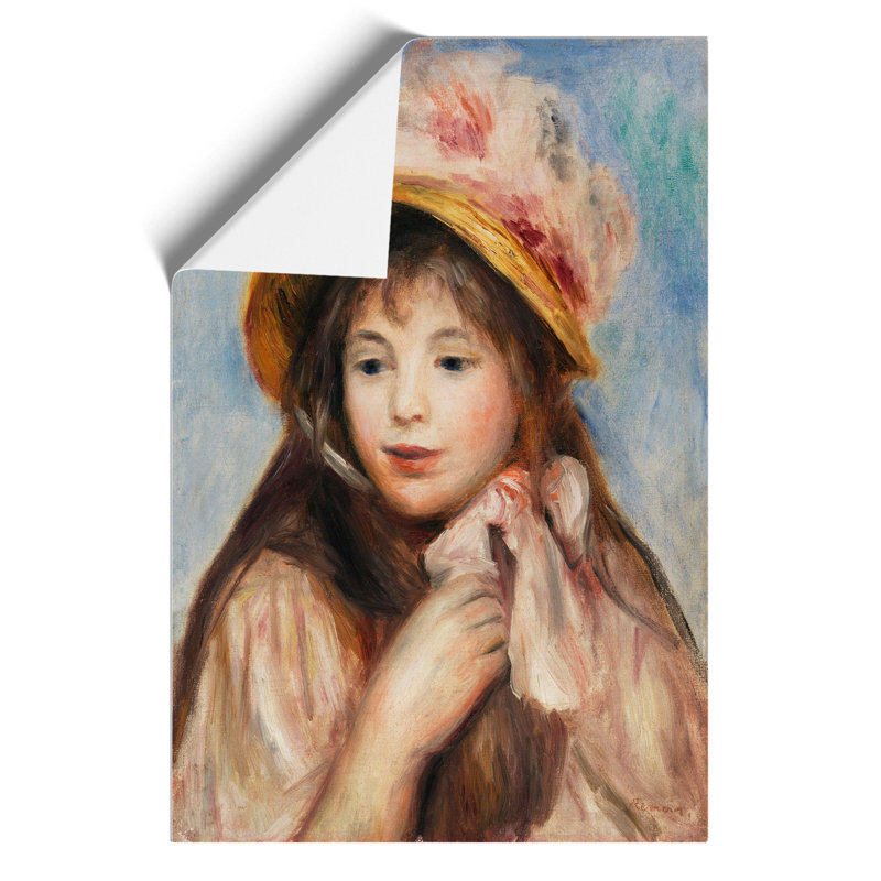 Girl with Pink Bonnet by Pierre-Auguste Renoir - Unframed Painting, 30cm H x 21cm W x 0.1cm D