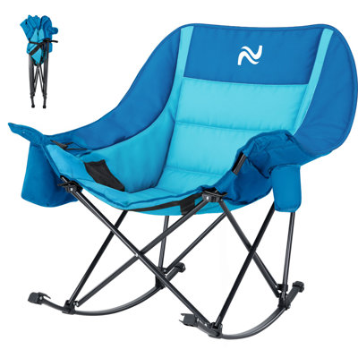 Oversized Rocking Camping Chair For Adults, 400 Lbs Heavy Duty Padded Recliner With Side Pocket by Arlmont & Co.
