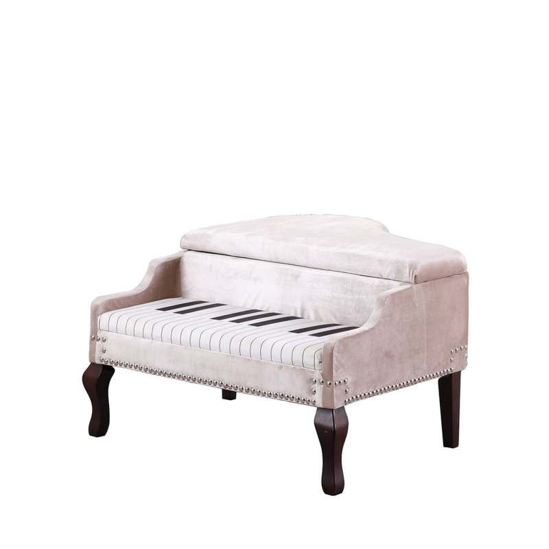 Tissu beige avec 21 pouces de longueur et rembourrage en mousse avec pieds carrés