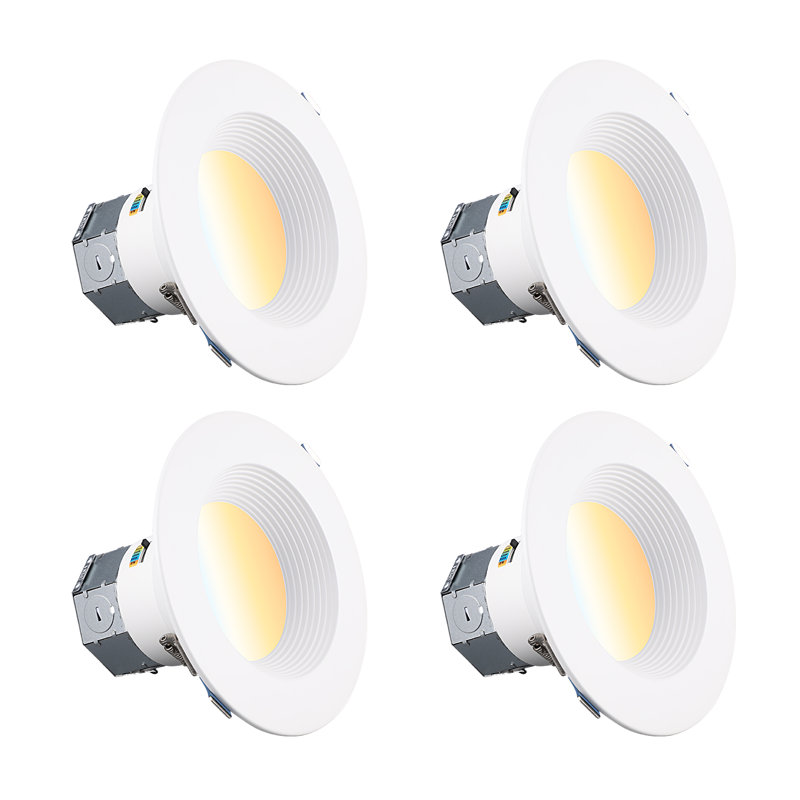 6Cct 6 Inch Led Integrated Canless Recessed Lighting, 3000K-1800K Dim To Warm, White