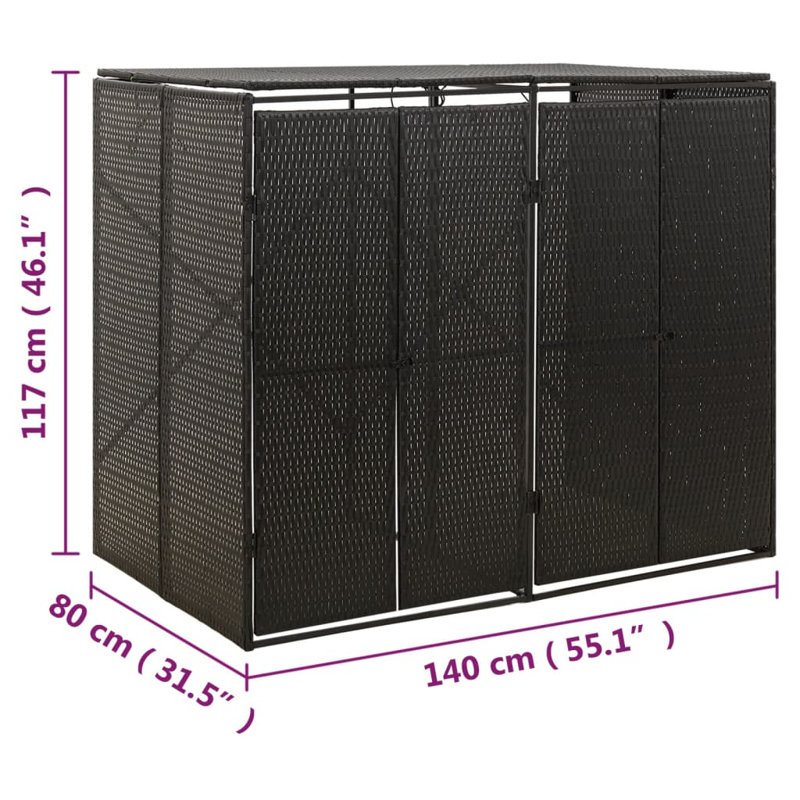 4.59 ft. W x 2.63 ft. D Traditional Garbage Shed, Black