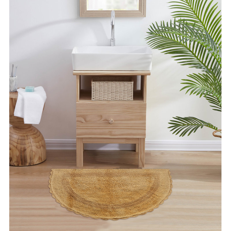 Tapis de bain demi-cercle en dentelle crochetée, Beige