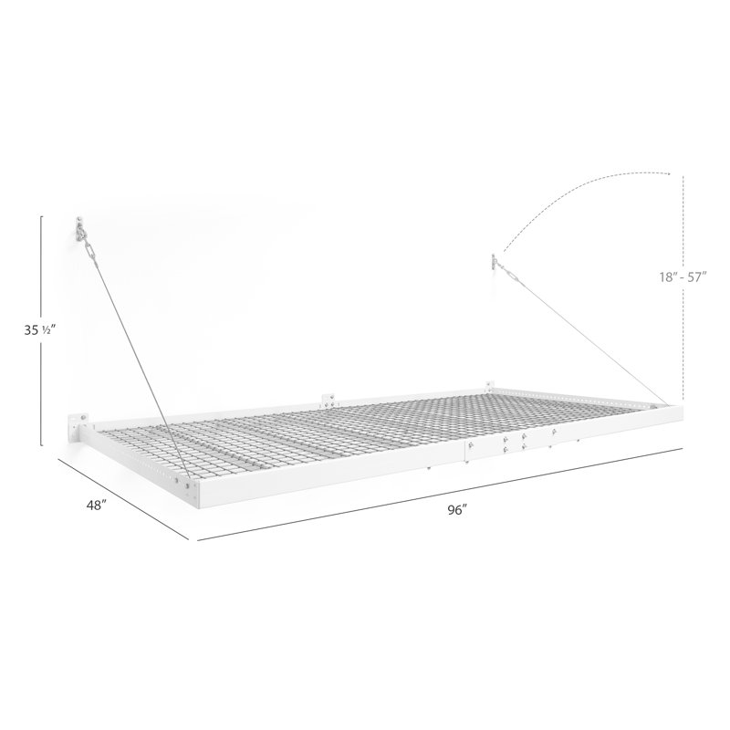 White Steel 4 ft. x 8 ft. Wall Mounted Garage Shelf
