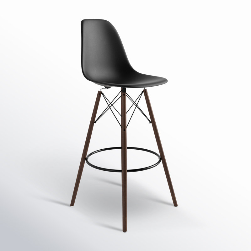 Jordan Bar & Counter Stool, Black/Walnut, Bar Stool (29.5" Seat Height)