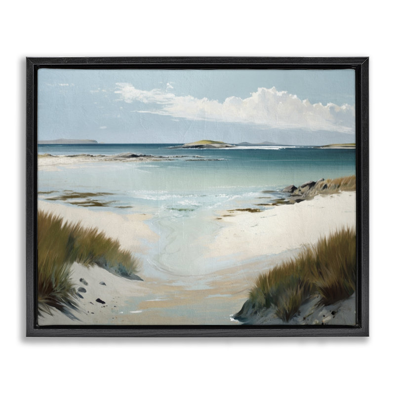 «River Tide Seascape», art mural encadré par Svetlana Aleynikova, H 17 po x l 21 po, Cadre flottant noir de jais