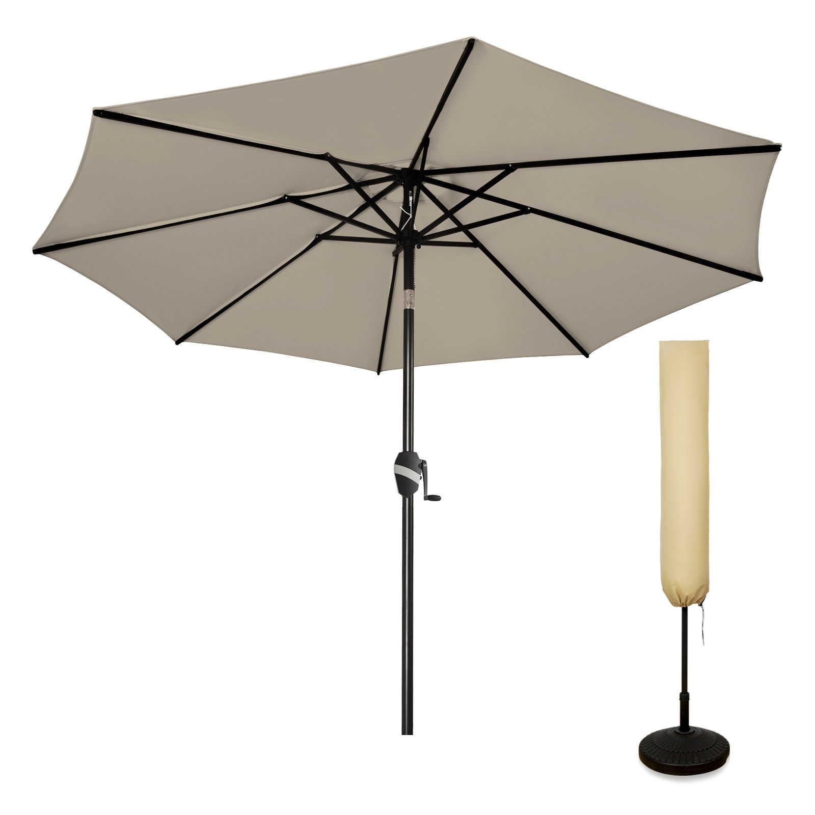 PASAMIC 9' Aluminum Market Umbrella Outdoor Patio Umbrella with Tilt