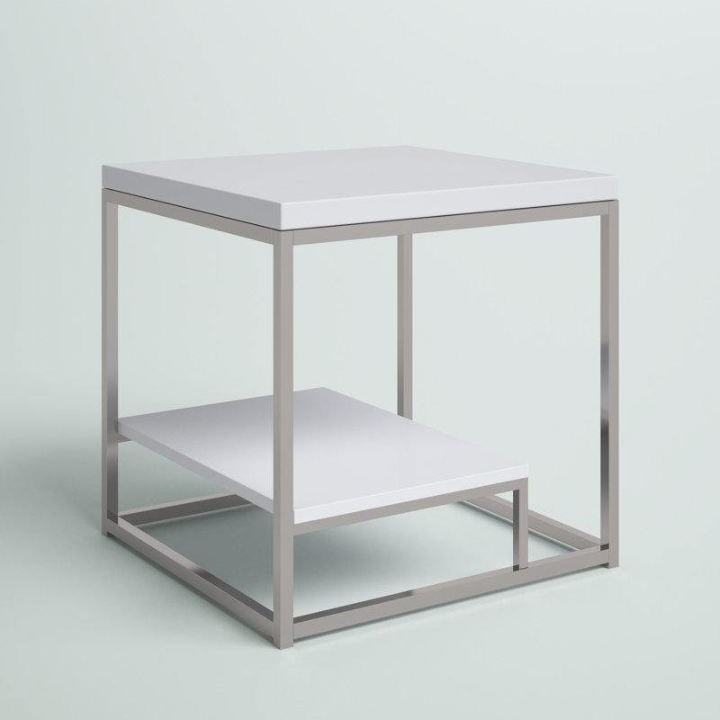 Table de bout avec rangement Philippos, Blanc