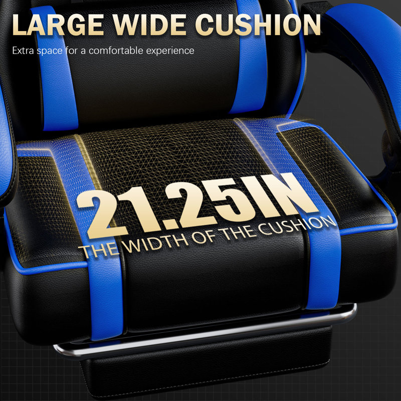 Wrought Studio™ Adjustable Reclining Leather Swiveling PC & Racing Game Chair, Blue
