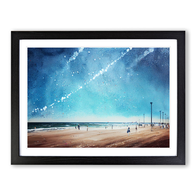 XH1022-6573X Painted Beach - Single Picture Frame Print, Black, 34cm H x 46cm W x 2cm D