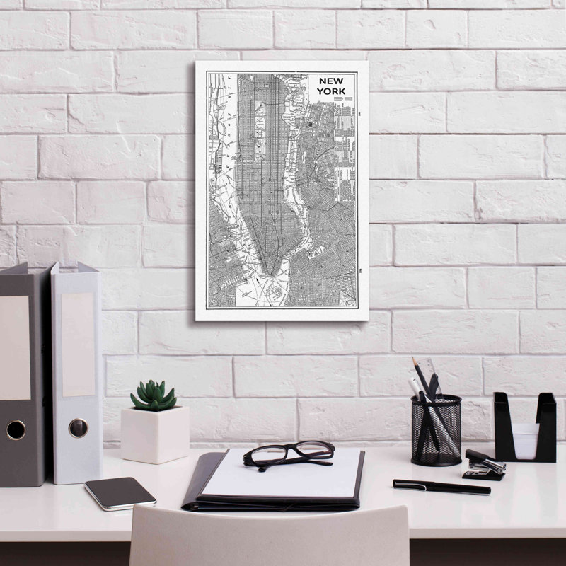 «Inverted New York Map» par Sue Schlabach, estampe numérique sur toile, L 12 po x H 18 po