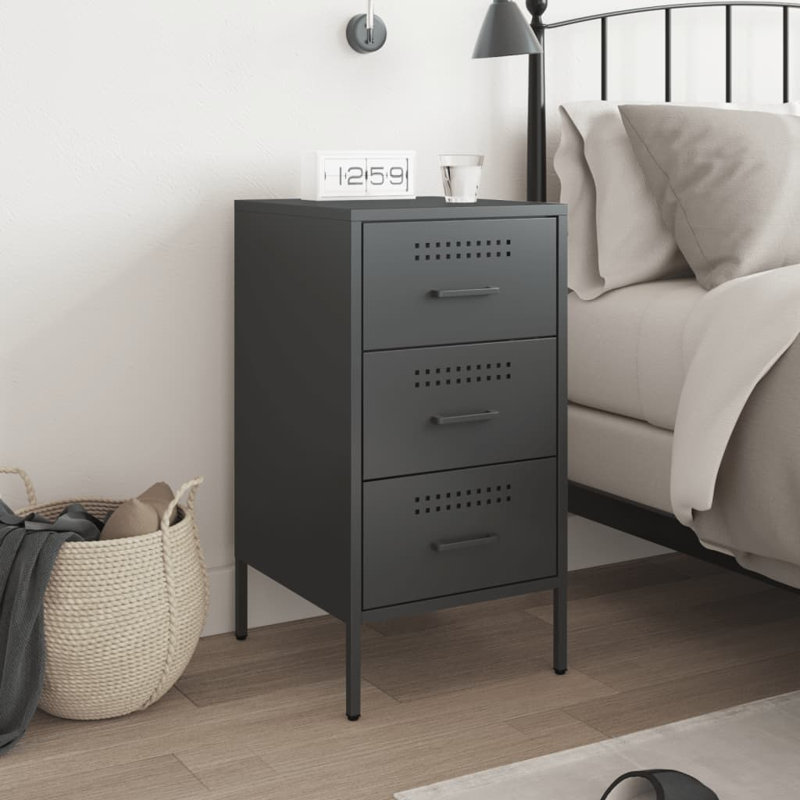 Bedside Cabinet 36x39x68 cm Steel, Black