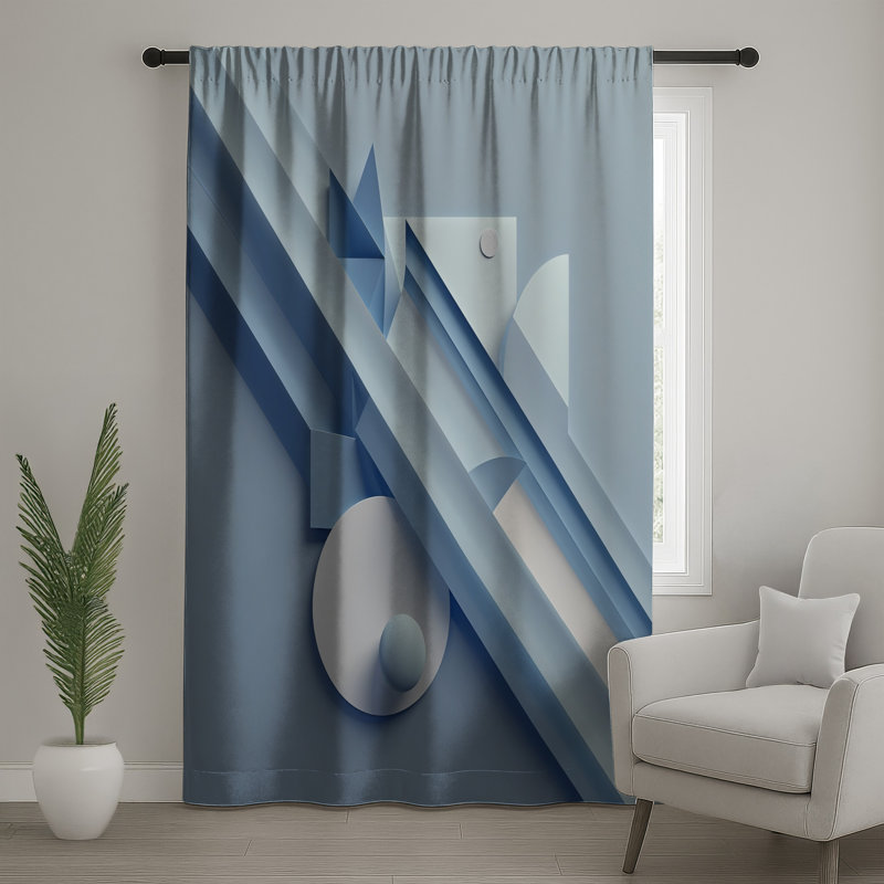 Rideaux géométriques à motifs géométriques abstraits, voilages et voilages abstraits - 1 panneau, 50 po x 92 po - 1 panneau