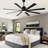 72" Black Industrial Windmill Large Ceiling Fan with LED Light and Remote Control 6-speed Reversible DC Motor
