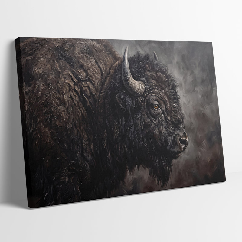 Tableau multicolore sur toile représentant un bison dans un paysage, œuvre d'art murale picturale pour le salon, la salle à manger et la chambre.