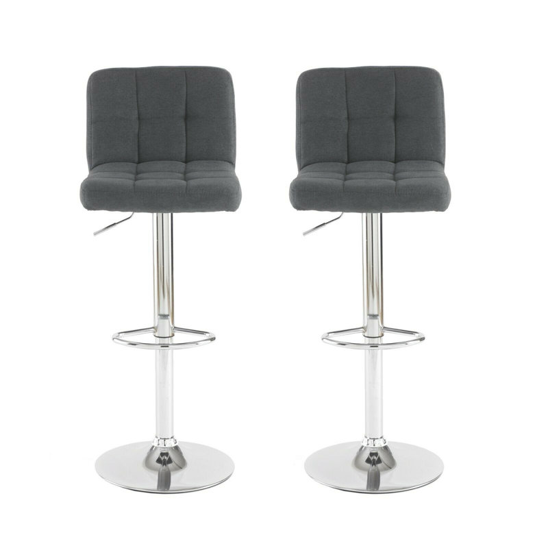 Celina Swivel Upholstered Adjustable Height Counter Stool with Metal Frame, Dark Grey