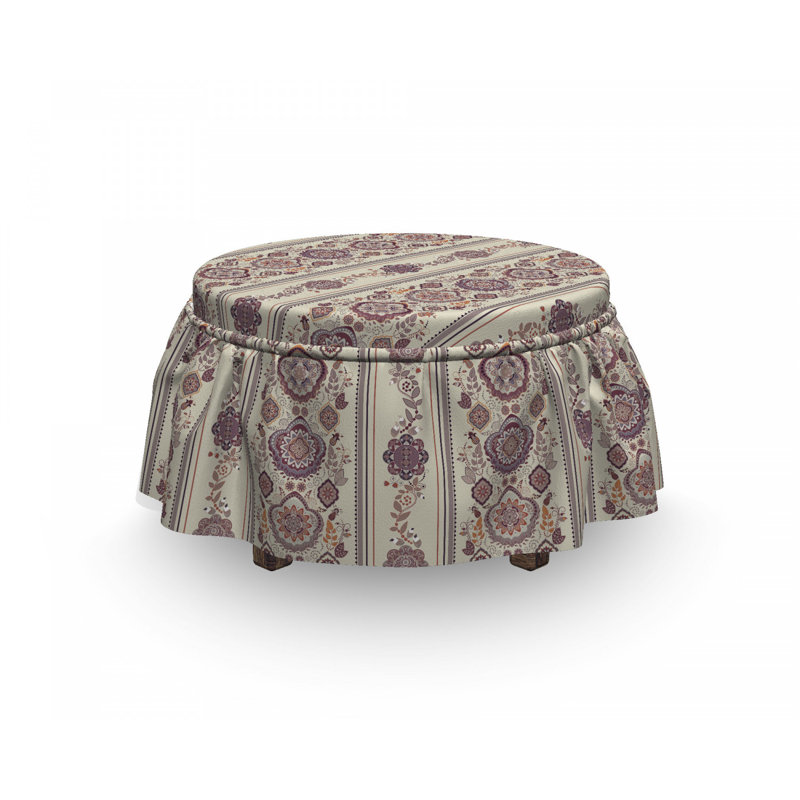 Ensemble de housse pour repose-pieds à coussins carrés 2 pièces floral médiéval