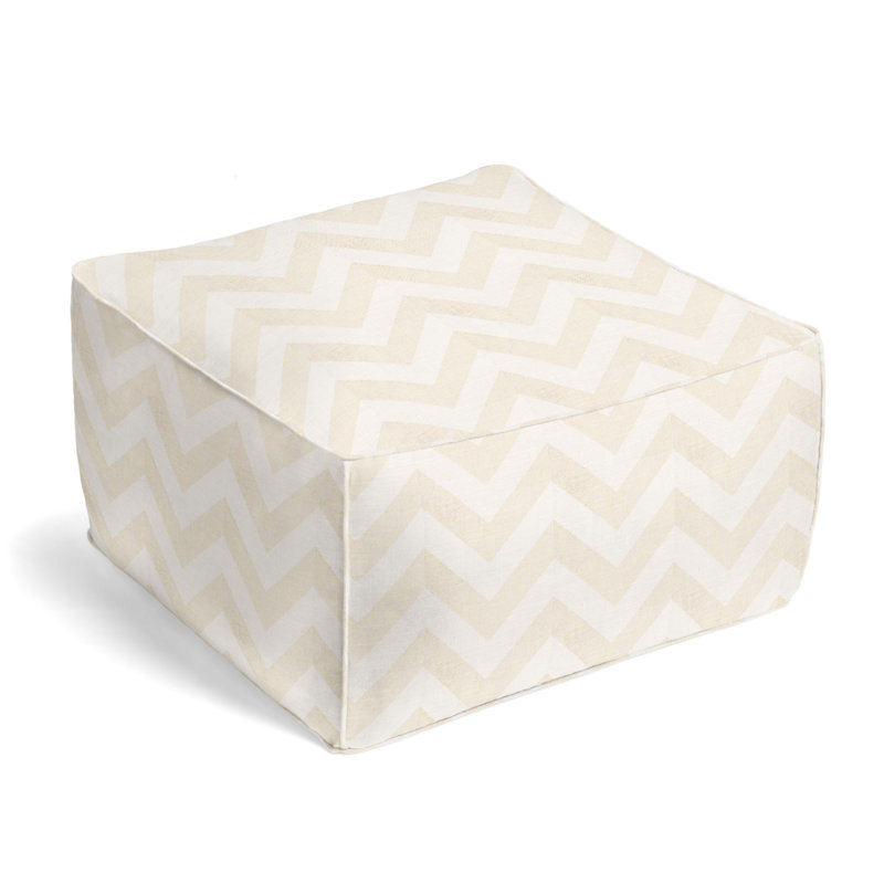 Upholstered Pouf, Shimmer Linen Blend/Cotton Blend
