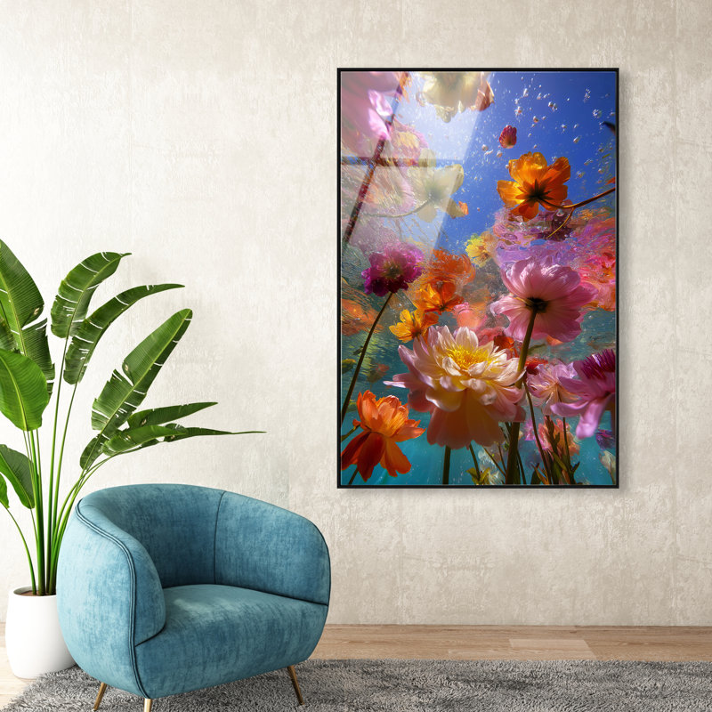 Liquid Bloom II Print, 31"H x 21"W, Black Floater Frame