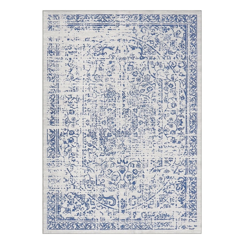 Tapis oriental antidérapant lavable à la machine Oriental, Rectangle 5 pi x 7 pi