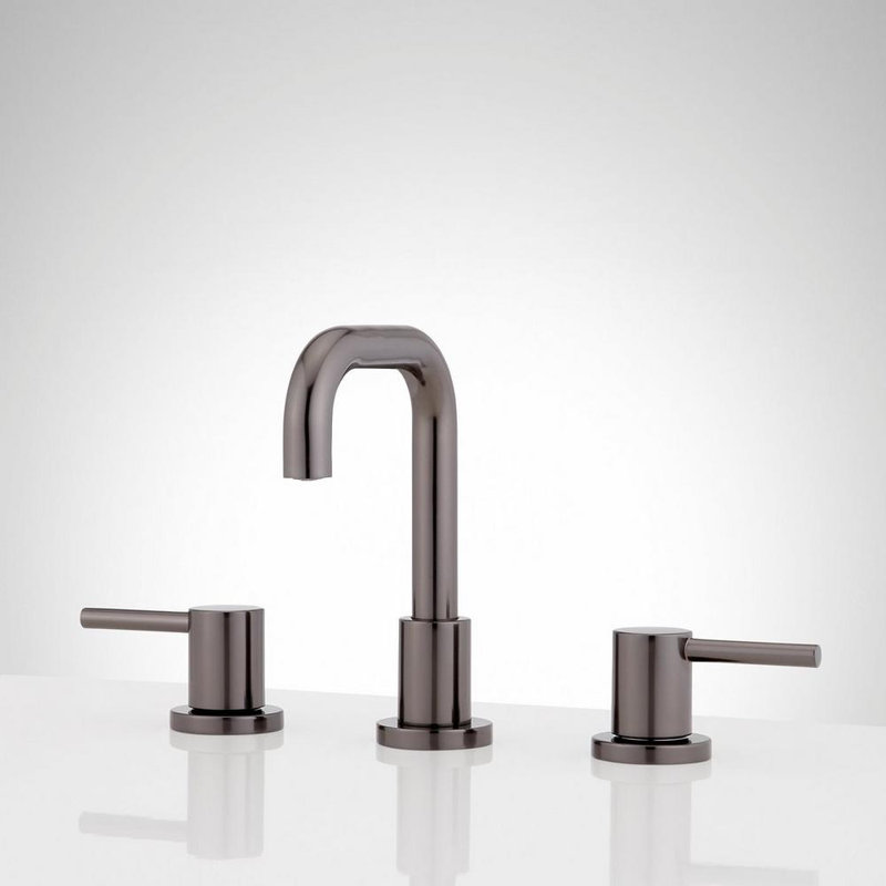 Gunmetal Modern Metal Widespread Bathroom Faucet with Lever Handles