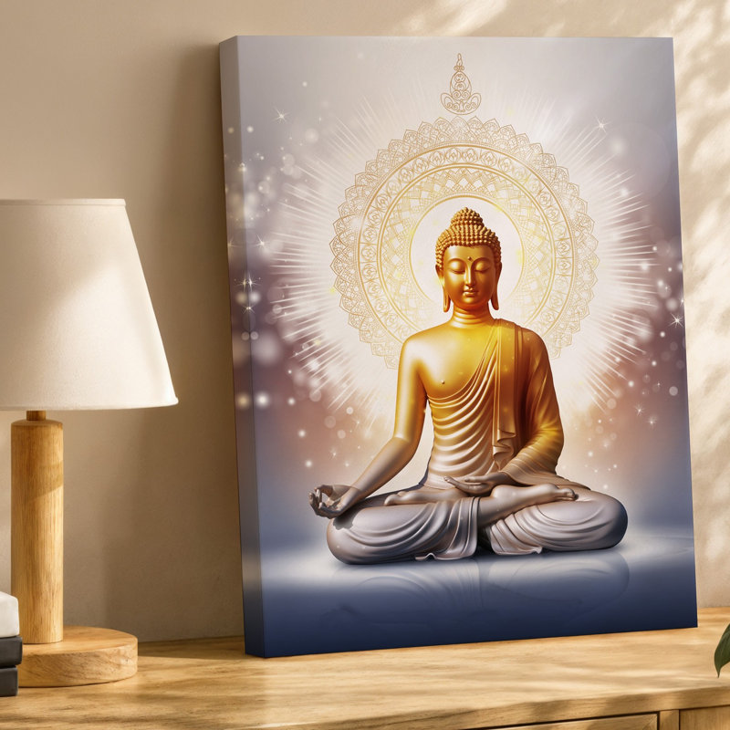 "Toile", "Serene and Ethereal Représentation of A Sired Buddha Radiating Art", une chaude lumière dorée qui émane de l'intérieur