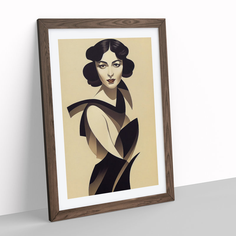 Classic Portrait Of A Woman No.4 - Single Picture Frame Print, Walnut, 64cm H x 46cm W x 2cm D