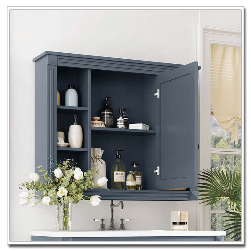 Pharmacie murale 35 po x 28 po pour salle de bain, Bleu