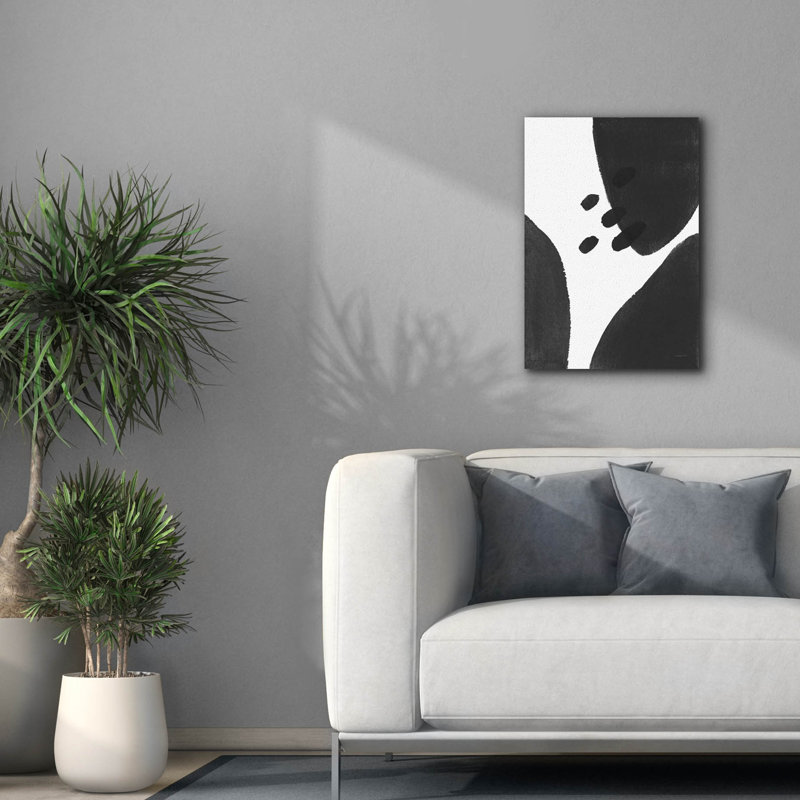 Wrought Studio 'Abstract Tidepool 1 Black' by Danhui Nai Canvas Wall Art, H 26 po x l 18 po