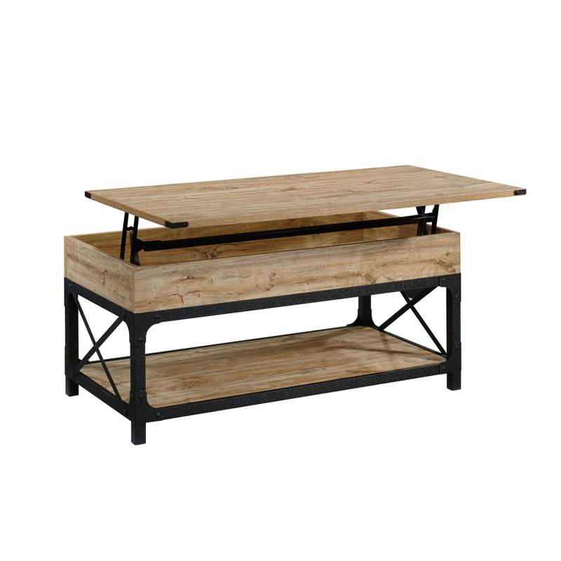Table basse à plateau relevable, finition brune