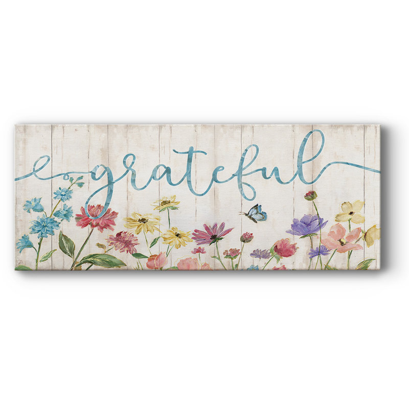 «Grateful Wildflowers On Canvas», art textuel, H 8 po x l 20 po x P 1,5 po