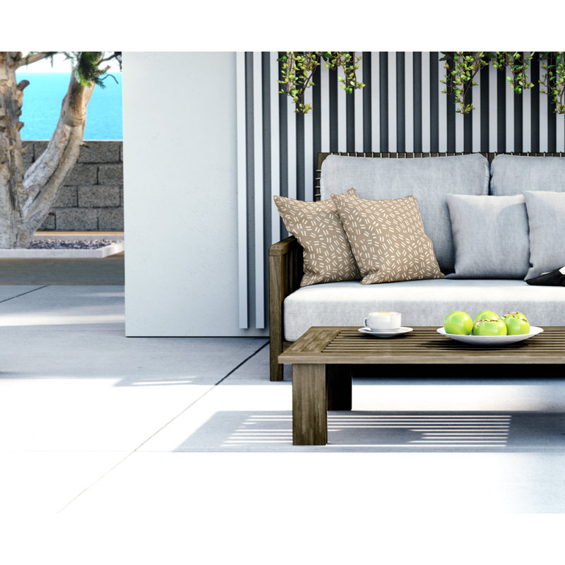 Jeté carré intérieur / extérieur en polyester Ikom, Beige, L 19 po x H 19 po