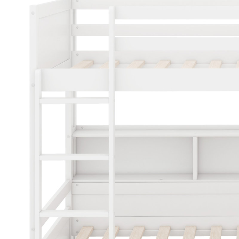 Kids Twin Bunk Bed with Drawers, White